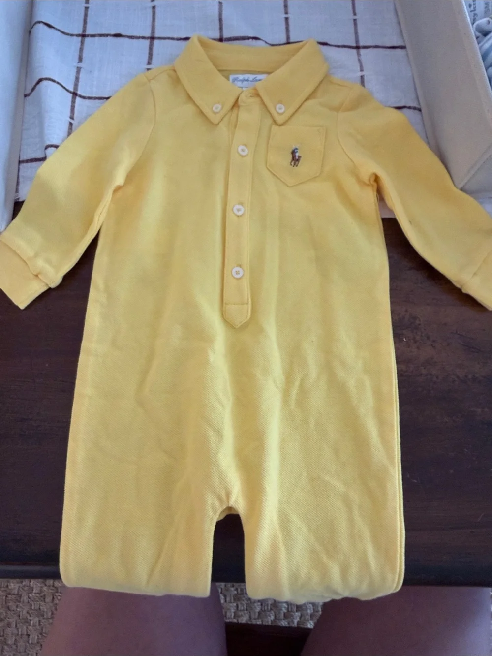 Ralph Lauren Baby Yellow Polo Collar One-Piece Romper